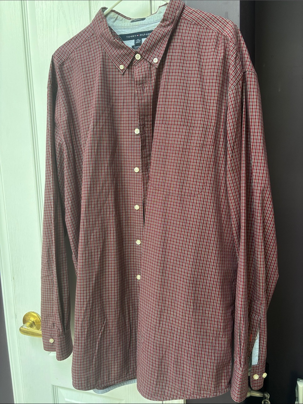 Tommy Hilfiger Men’s Red Plaid Button-Down Shirt